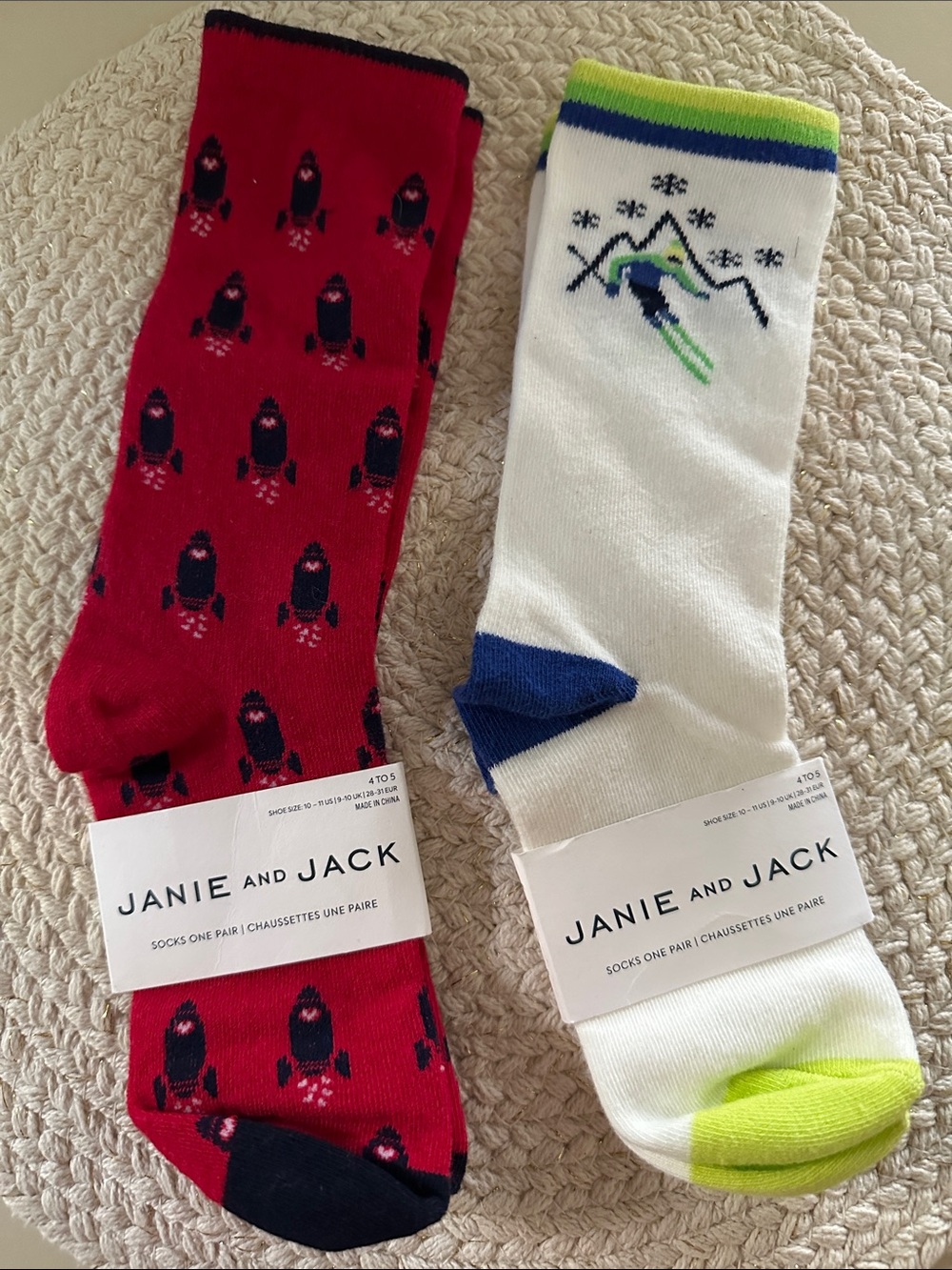 Janie and Jack Kids Holiday Rocket & Ski Crew Socks - NWT